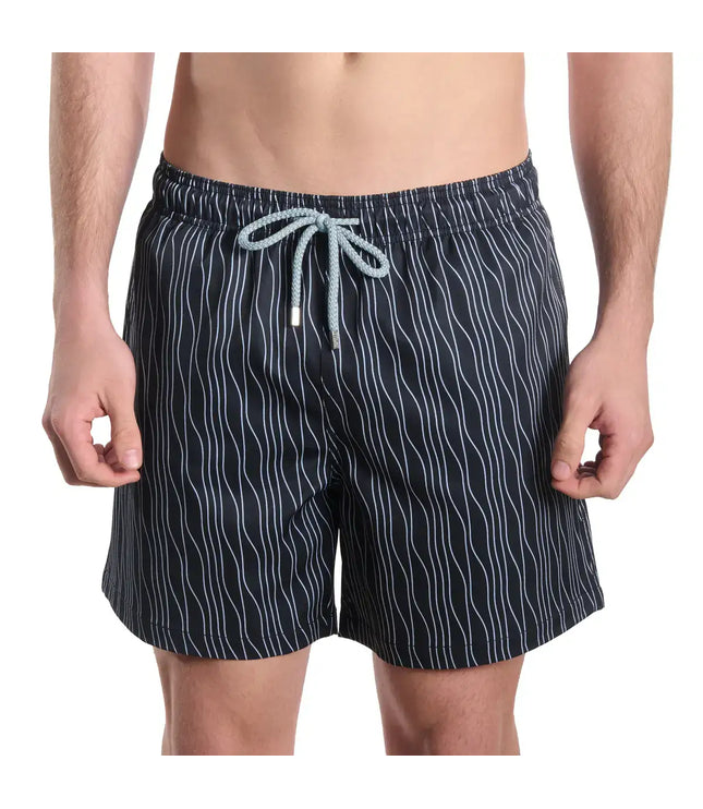 Men’s Premium Compression-Lined Hybrid Shorts – Linear Drift-Storm and Fog