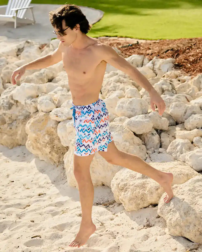 Men’s Premium Compression-Lined Hybrid Shorts – Line Rush-Ocean and Sol