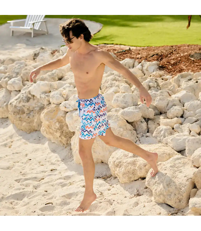 Men’s Premium Compression-Lined Hybrid Shorts – Line Rush-Ocean and Sol