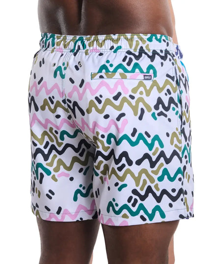 Men’s Premium Compression-Lined Hybrid Shorts – Line Rush-Orchid and Kelp