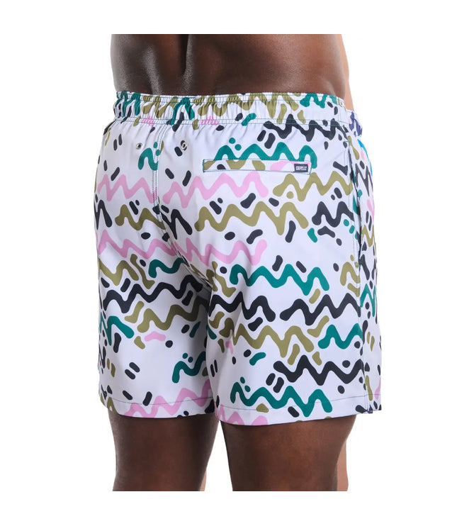Men’s Premium Compression-Lined Hybrid Shorts – Line Rush-Orchid and Kelp