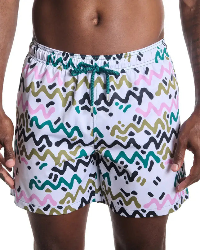 Men’s Premium Compression-Lined Hybrid Shorts – Line Rush-Orchid and Kelp