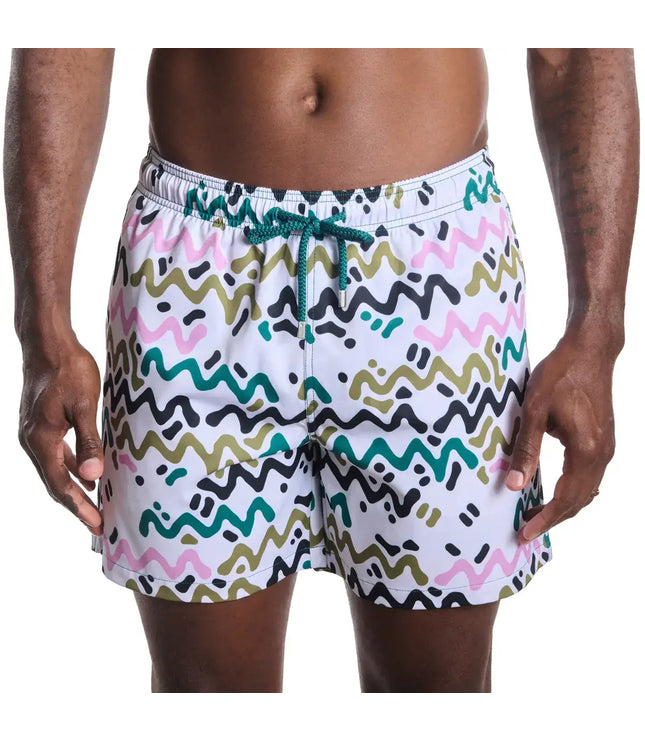Men’s Premium Compression-Lined Hybrid Shorts – Line Rush-Orchid and Kelp