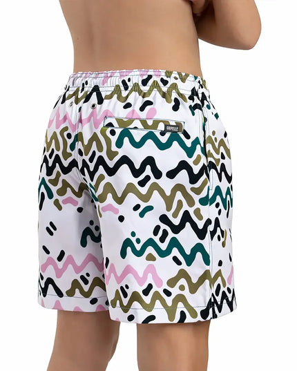 Boys Hybrid Swim & Play Shorts – Line Rush - Orchid and Kelp