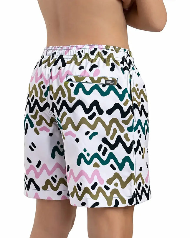 Boys Hybrid Swim & Play Shorts – Line Rush - Orchid and Kelp