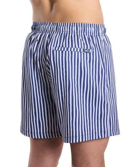 Men’s Premium Compression-Lined Hybrid Shorts – Marina Pinstripe-Indigo and Surf