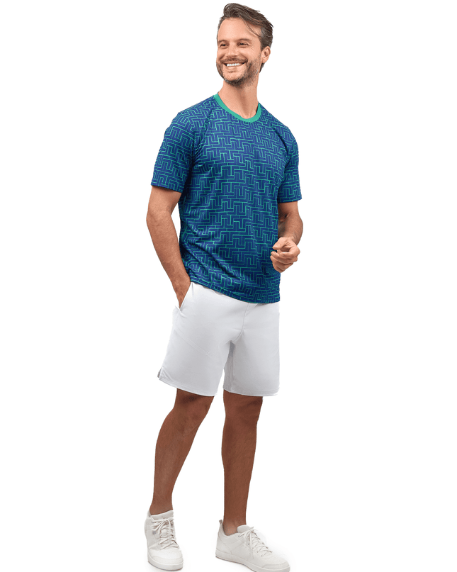 Men's Tennis Shorts - Spin Shorts with Pockets & UV Protection - White