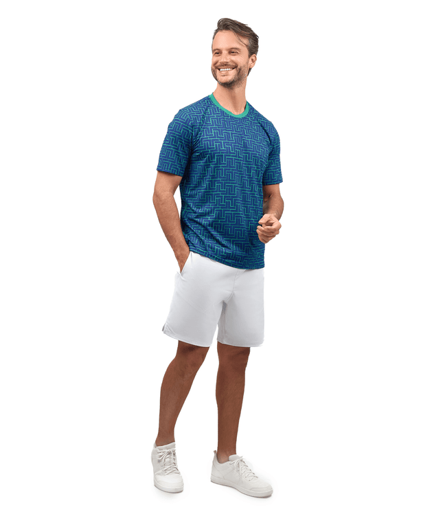 Men's Tennis Shorts - Spin Shorts with Pockets & UV Protection - White