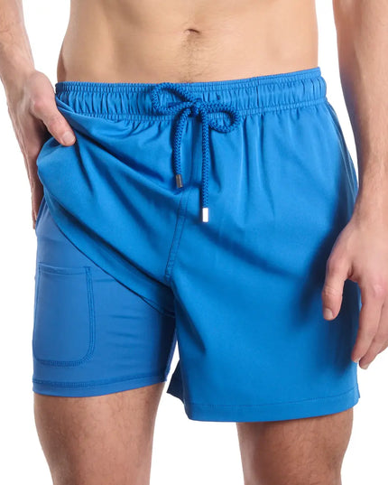 Men’s Premium Compression-Lined Hybrid Shorts – Ocean Blue