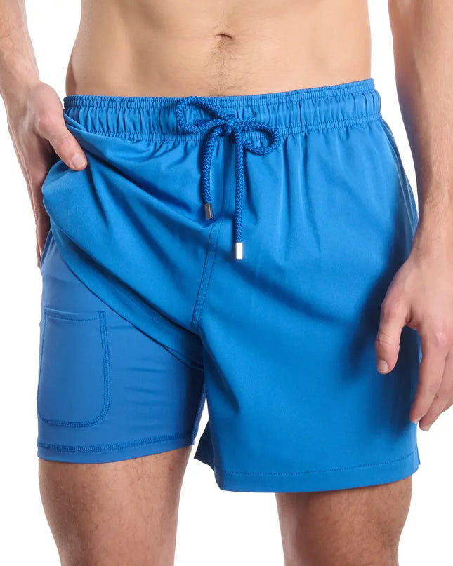 Men’s Premium Compression-Lined Hybrid Shorts – Ocean Blue