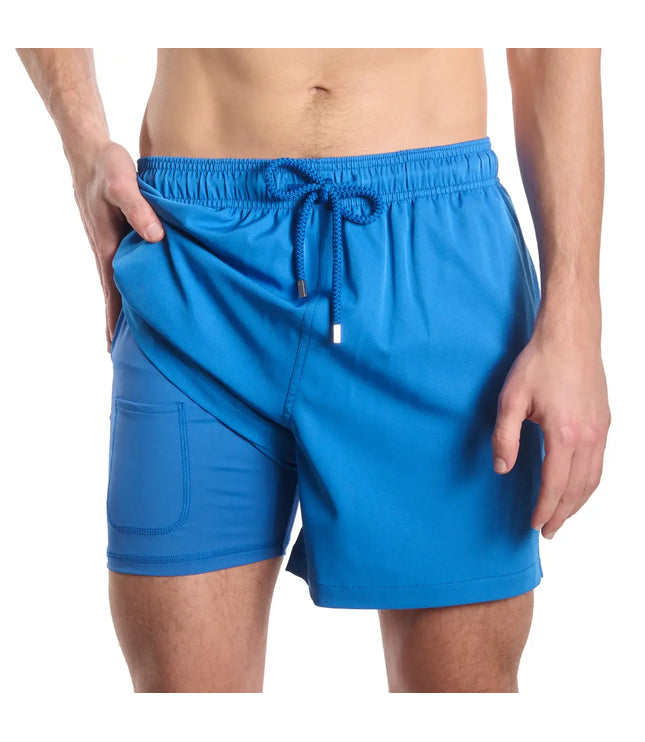 Men’s Premium Compression-Lined Hybrid Shorts – Ocean Blue