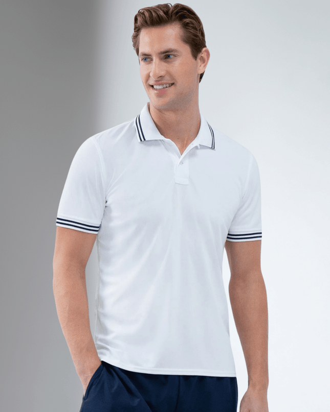 Performance Men's Classic Tennis Rib Collar Polo - White/Midnight