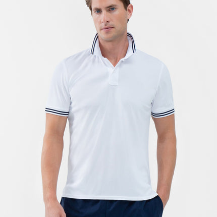 Performance Men's Classic Tennis Rib Collar Polo - White/Midnight
