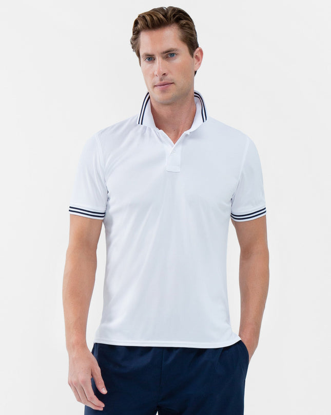 Performance Men's Classic Tennis Rib Collar Polo - White/Midnight