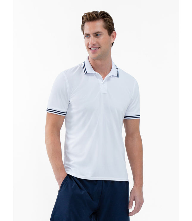Performance Men's Classic Tennis Rib Collar Polo - White/Midnight