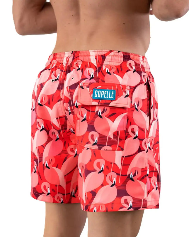 Men’s Premium Compression-Lined Hybrid Shorts – Pink Flamingos