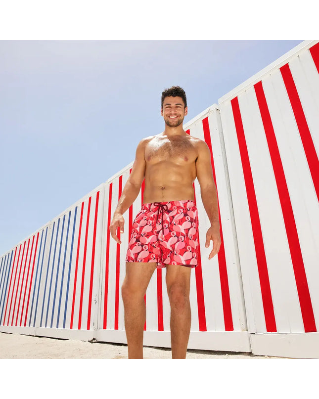 Men’s Premium Compression-Lined Hybrid Shorts – Pink Flamingos