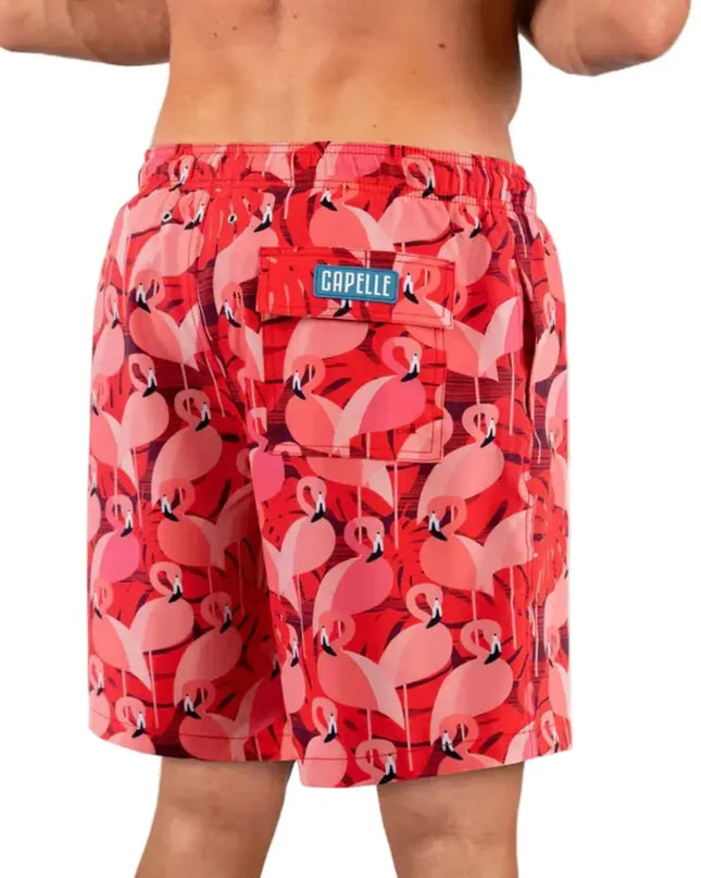 Men’s Premium Compression-Lined Hybrid Shorts – Pink Flamingos