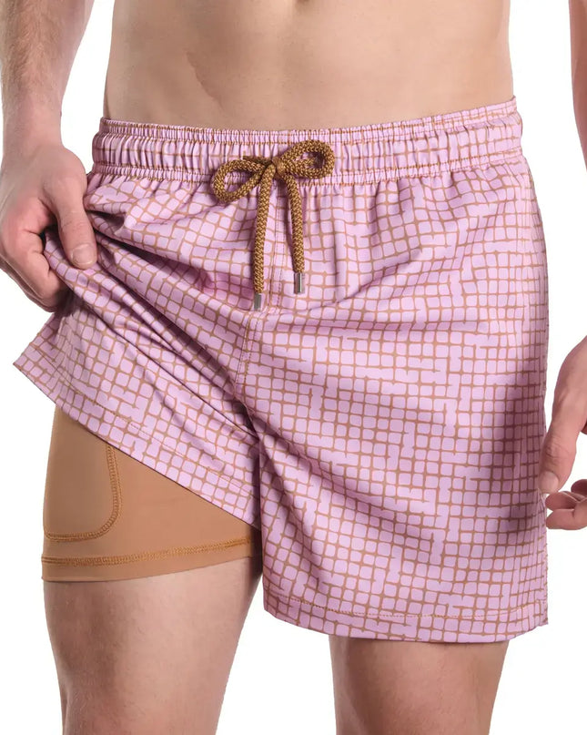 Men’s Premium Compression-Lined Hybrid Shorts – Pixel Break - Rosetide