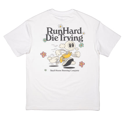 RUN HARD TEE, UNISEX - WHITE