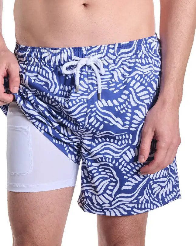 Men’s Premium Compression-Lined Hybrid Shorts – Salt Spray-Harbor and Surf