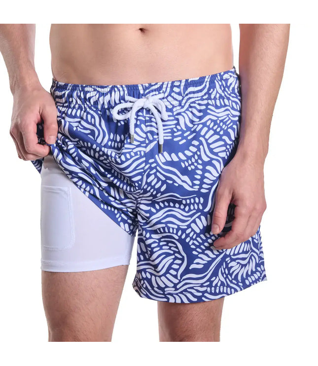 Men’s Premium Compression-Lined Hybrid Shorts – Salt Spray-Harbor and Surf