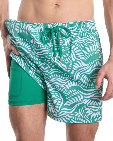 Men’s Premium Compression-Lined Hybrid Shorts – Salt Spray - Palm and Surf