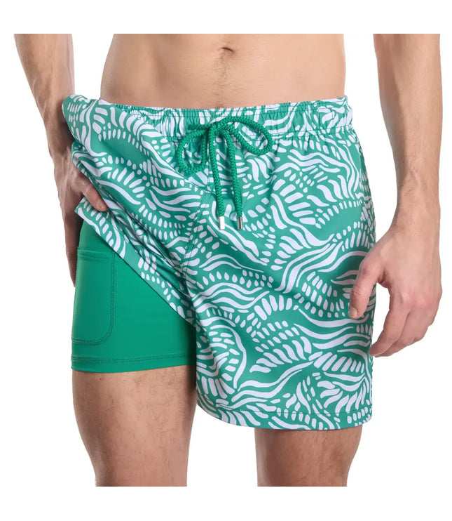 Men’s Premium Compression-Lined Hybrid Shorts – Salt Spray - Palm and Surf