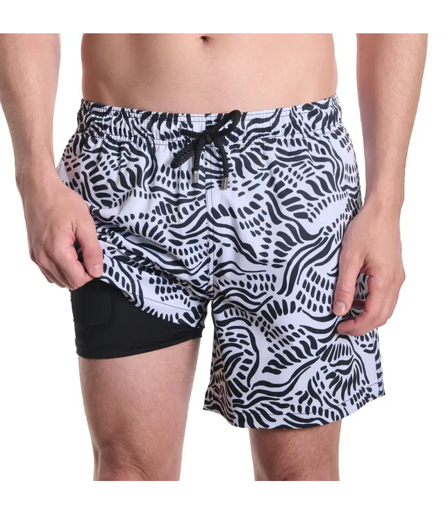 Men’s Premium Compression-Lined Hybrid Shorts – Salt Spray - Surf and Storm