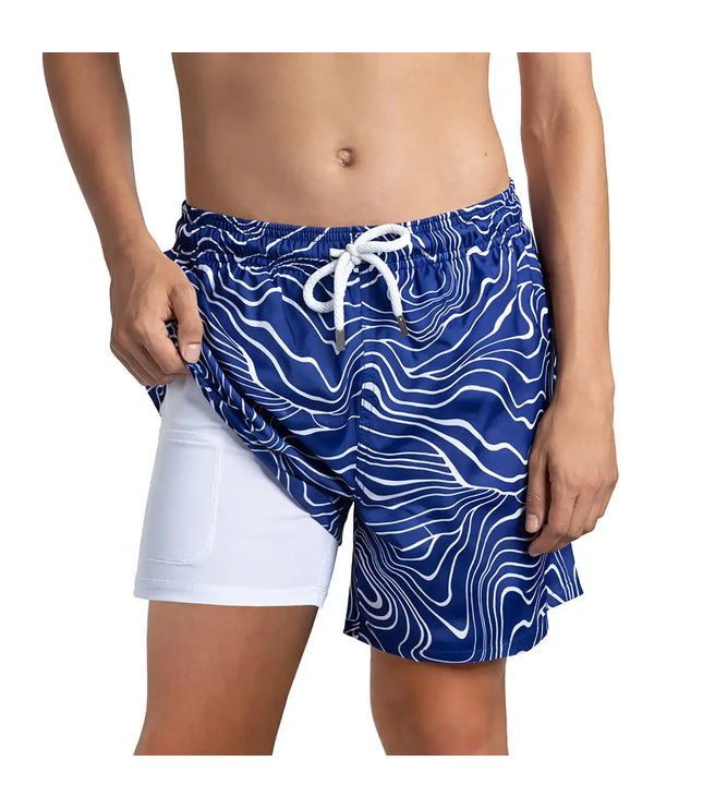 Boys Hybrid Swim & Play Shorts – Sand Waves - Harbor and Surf