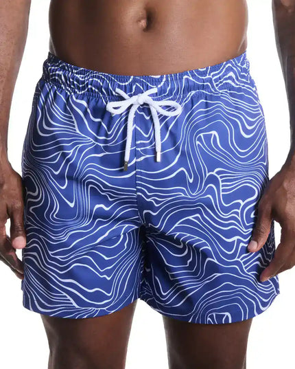 Men’s Premium Compression-Lined Hybrid Shorts – Sand Waves-Harbor and Surf