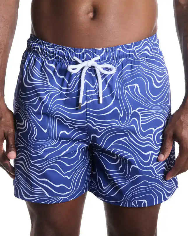 Men’s Premium Compression-Lined Hybrid Shorts – Sand Waves-Harbor and Surf