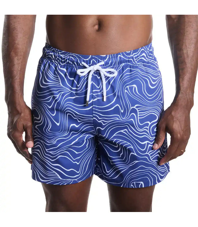 Men’s Premium Compression-Lined Hybrid Shorts – Sand Waves-Harbor and Surf