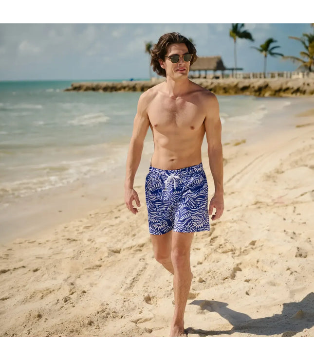 Men’s Premium Compression-Lined Hybrid Shorts – Sand Waves-Harbor and Surf