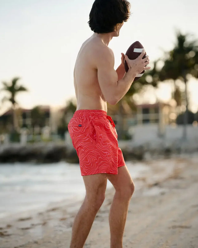 Men’s Premium Compression-Lined Hybrid Shorts – Sand Waves Heat and Bloom
