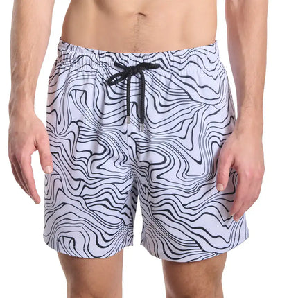 Men’s Premium Compression-Lined Hybrid Shorts – Sand Waves-Surf and Storm