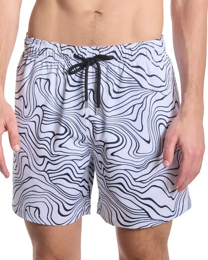 Men’s Premium Compression-Lined Hybrid Shorts – Sand Waves-Surf and Storm