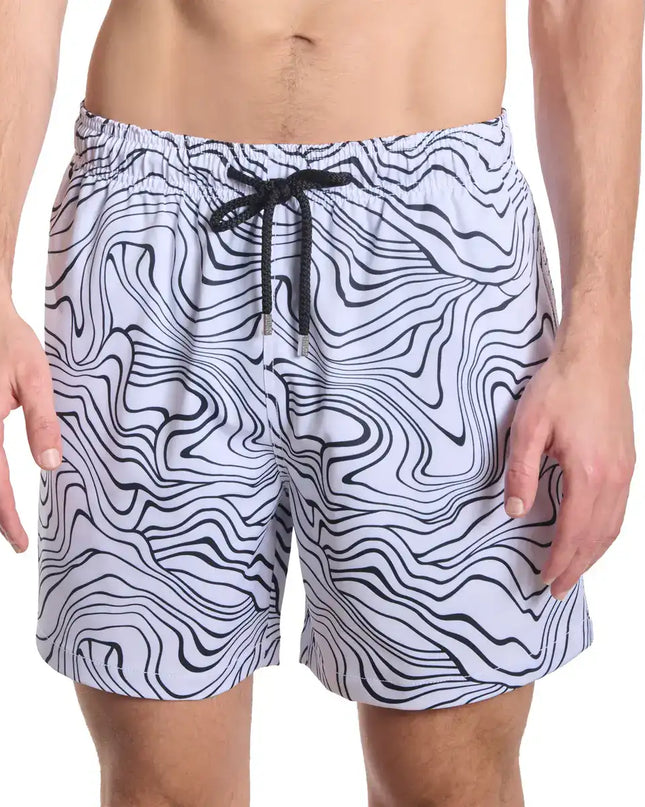Men’s Premium Compression-Lined Hybrid Shorts – Sand Waves-Surf and Storm