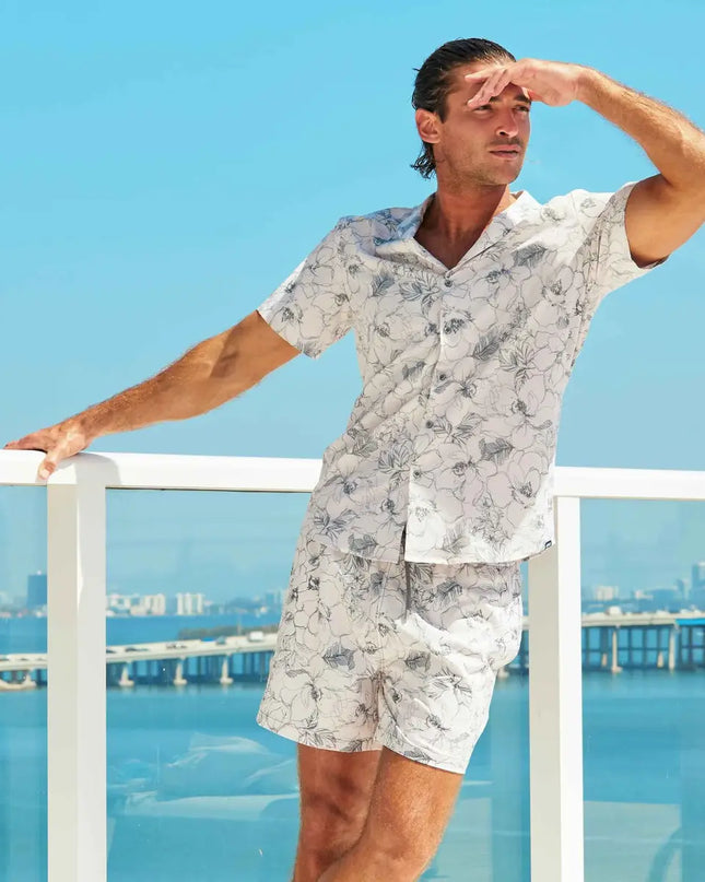 Men’s Short Sleeve Tailored Fit Button-Down Shirt – Secret Garden