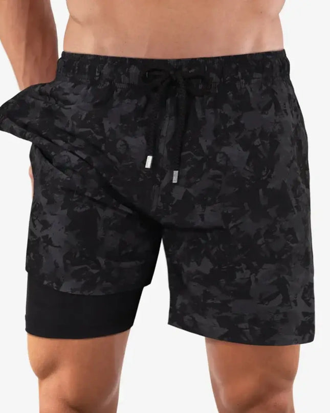 Men’s Premium Compression-Lined Hybrid Shorts – Street Camo