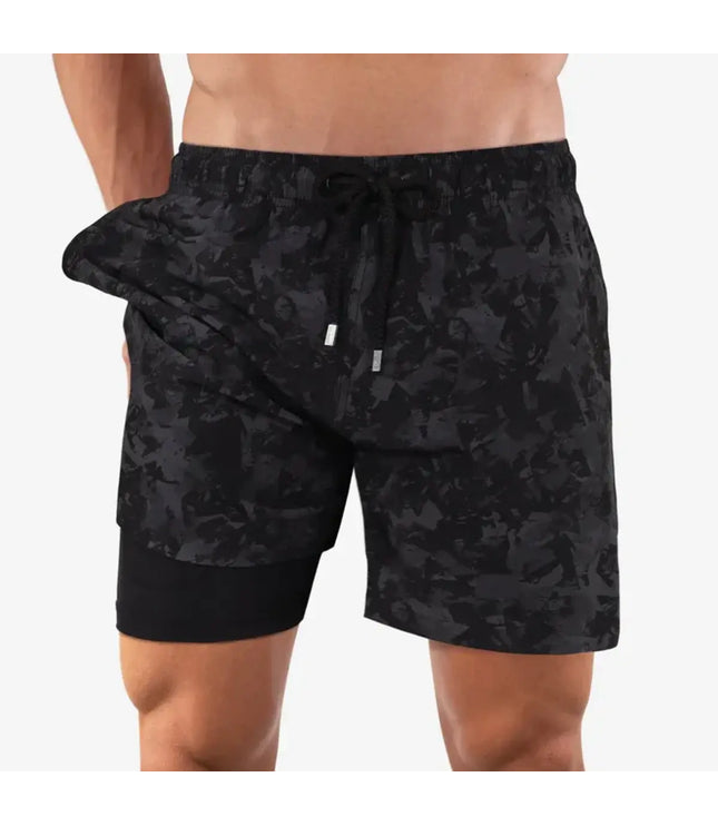Men’s Premium Compression-Lined Hybrid Shorts – Street Camo