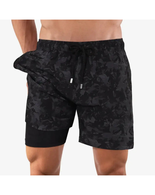 Men’s Premium Compression-Lined Hybrid Shorts – Street Camo