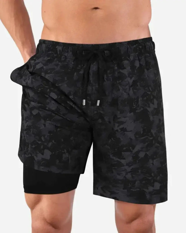 Men’s Premium Compression-Lined Hybrid Shorts – Street Camo