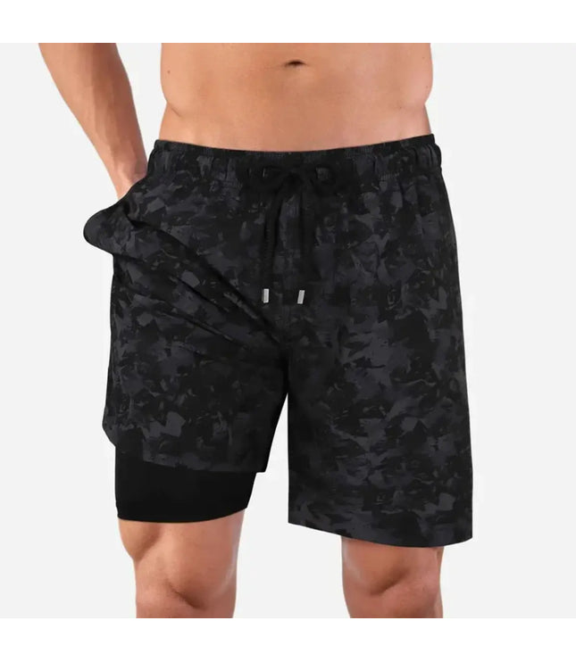 Men’s Premium Compression-Lined Hybrid Shorts – Street Camo