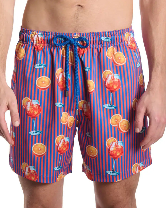 Men’s Premium Compression-Lined Hybrid Shorts – Sunset Spritz - Ocean and Heat