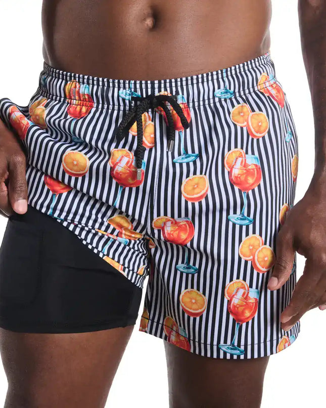 Men’s Premium Compression-Lined Hybrid Shorts – Sunset Spritz-Surf and Storm