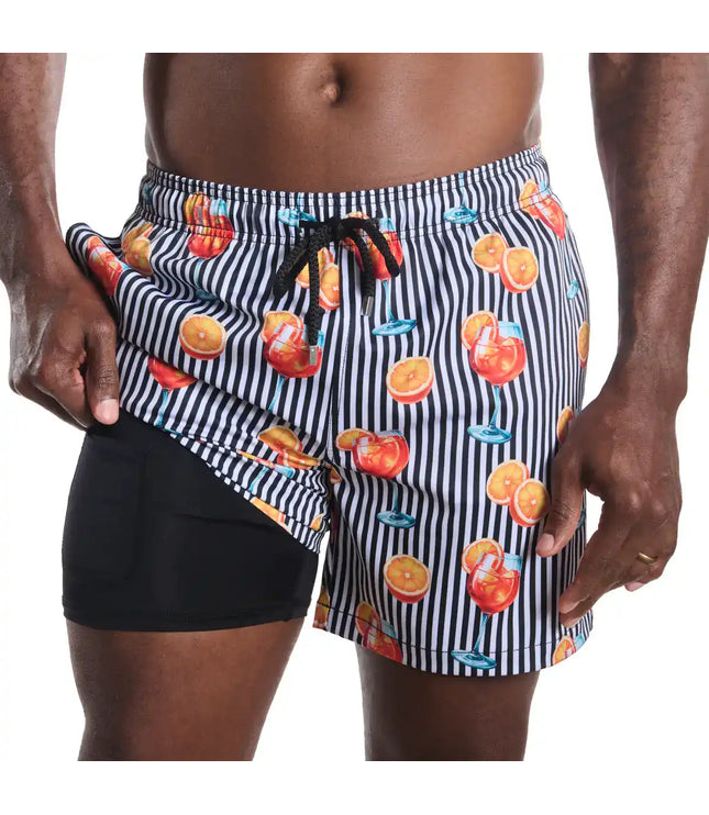 Men’s Premium Compression-Lined Hybrid Shorts – Sunset Spritz-Surf and Storm