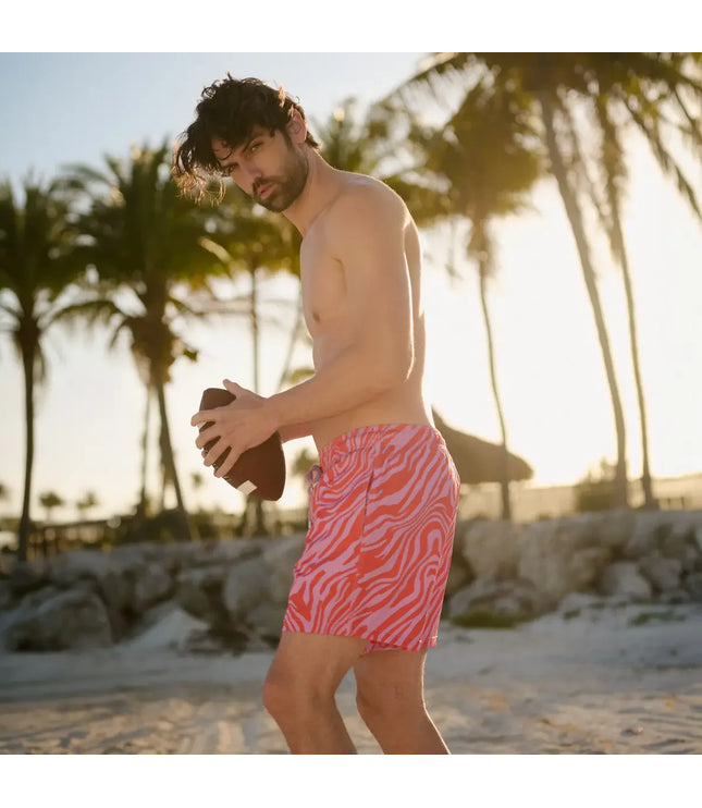 Men’s Premium Compression-Lined Hybrid Shorts – Tropical Swirl - Coral and Orchid