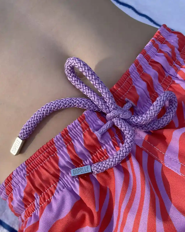Boys Hybrid Swim & Play Shorts – Tropical Swirl - Coral and Orchid