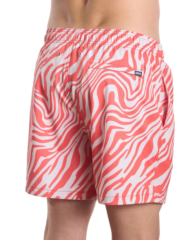 Men’s Premium Compression-Lined Hybrid Shorts – Tropical Swirl - Coral and Sand